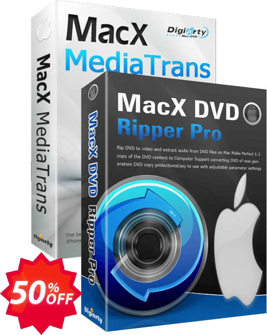 MACX DVD Ripper Pro + MACX MediaTrans Lifetime Coupon code 50% discount 