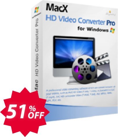 MACX HD Video Converter Pro for WINDOWS 1-year Coupon code 51% discount 