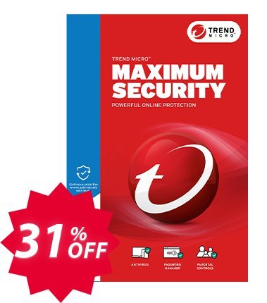 Trend Micro Maximum Security Coupon code 31% discount 