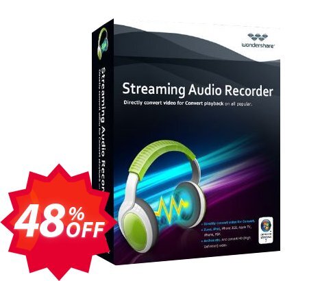Wondershare Streaming Audio Recorder for WINDOWS Coupon code 48% discount 