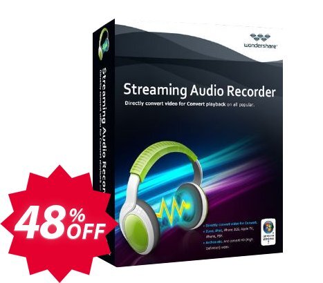 Wondershare Streaming Audio Recorder for WINDOWS Coupon code 48% discount 