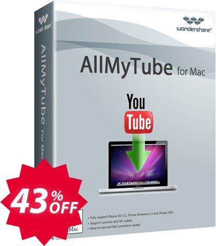 Wondershare AllMyTube for MAC Coupon code 43% discount 