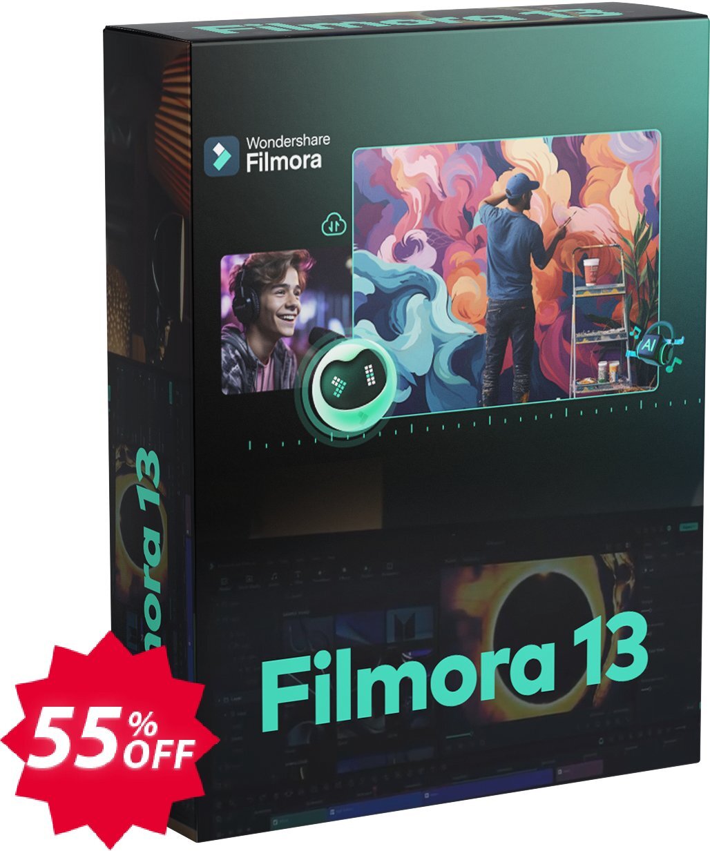 Wondershare Filmora Coupon code 55% discount 