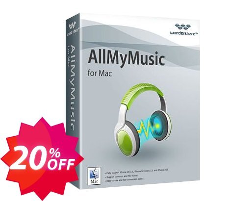 Wondershare AllMyMusic for MAC Coupon code 20% discount 