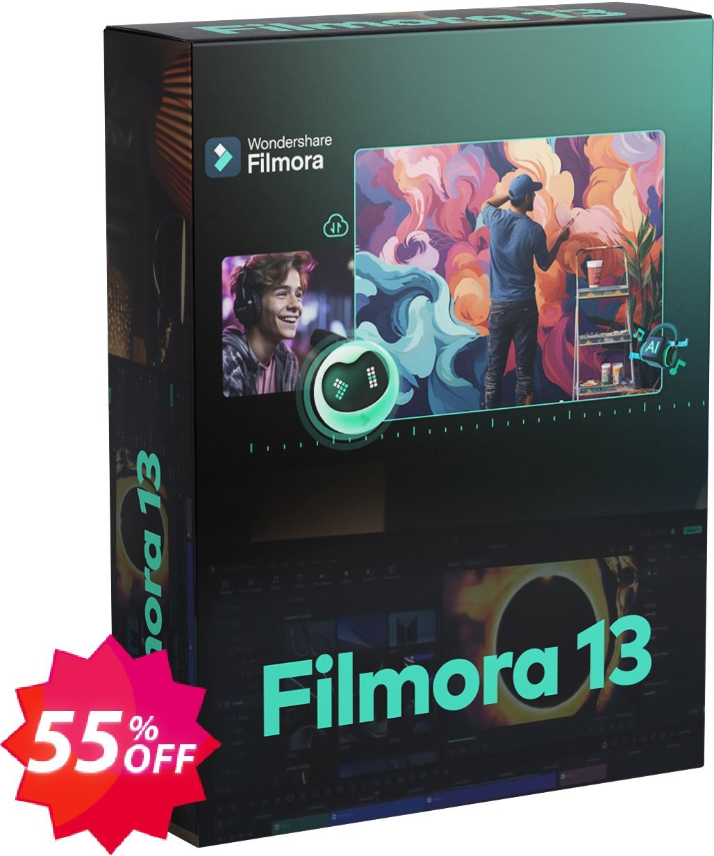 Wondershare Filmora, Annual Plan  Coupon code 55% discount 
