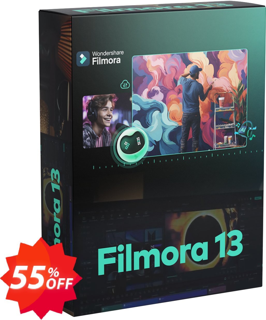 Wondershare Filmora, Annual Plan  Coupon code 55% discount 