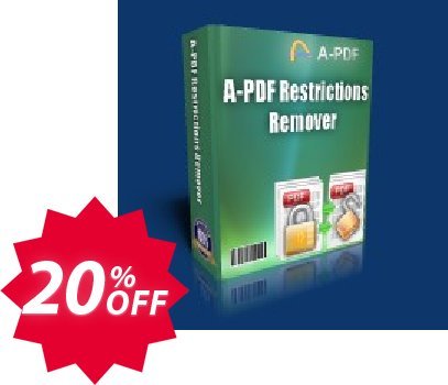 A-PDF Restrictions Remover command line Coupon code 20% discount 