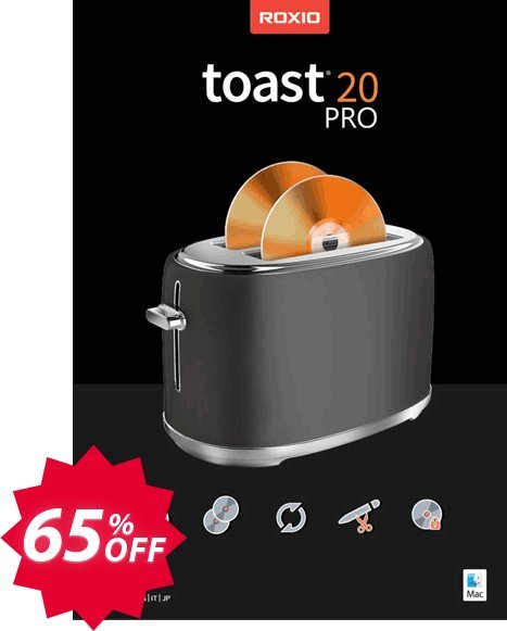 Roxio Toast 20 Pro Upgrade Coupon code 65% discount 