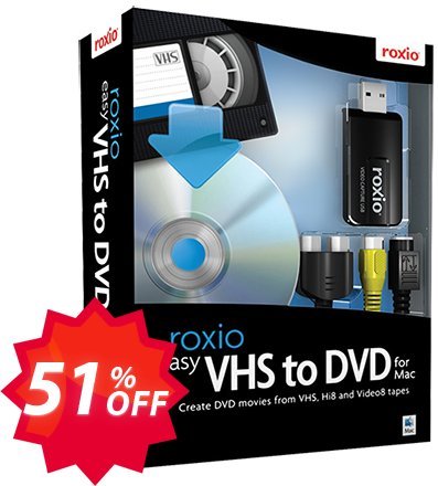 Roxio Easy VHS to DVD 3 Plus for MAC Coupon code 51% discount 
