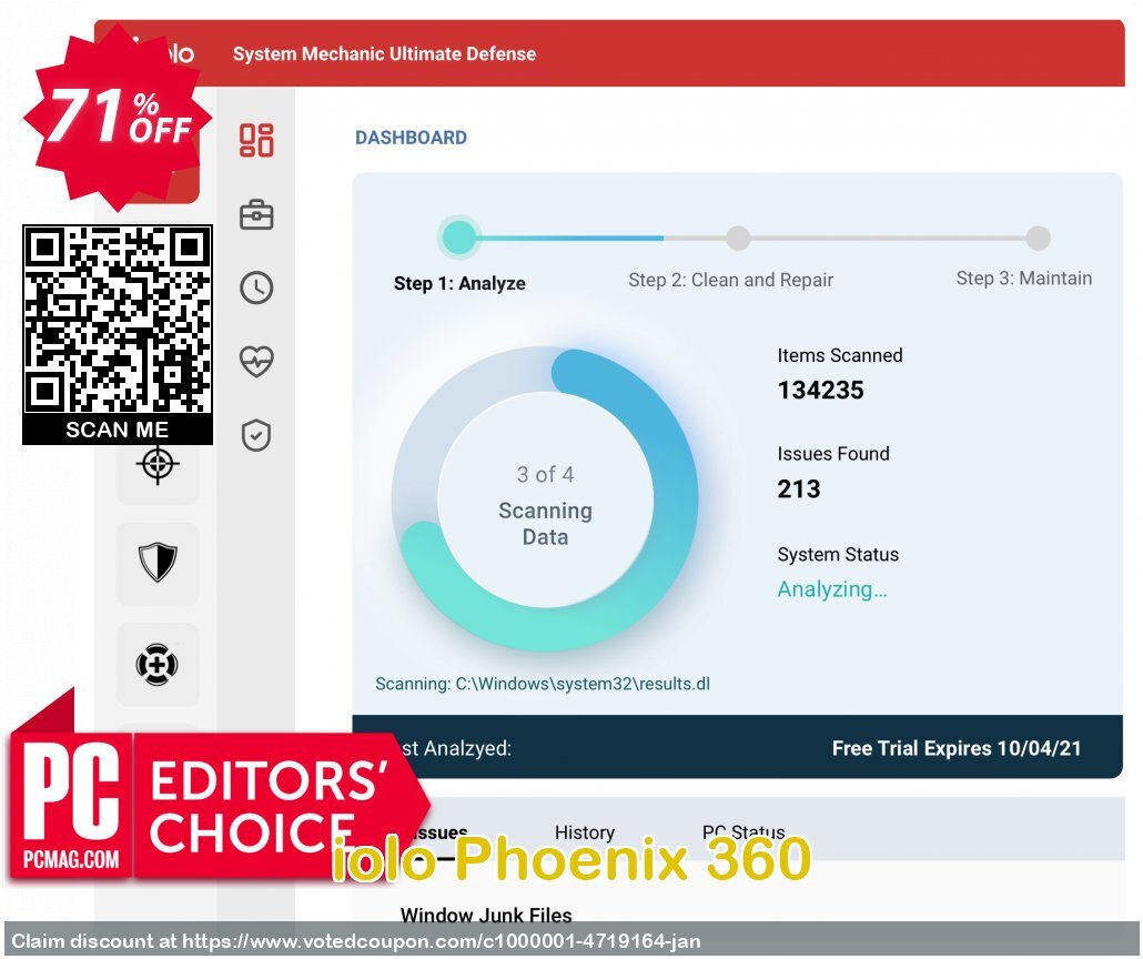 iolo Phoenix 360 Coupon, discount Phoenix 360 - Automatic upgrade to System Mechanic Ultimate Defense upon release . Promotion: DF:smupgd. Get 60% off iolo's Phoenix 360™; Total Protection, Privacy & Performance for Your Digital Life, other codes: adwords