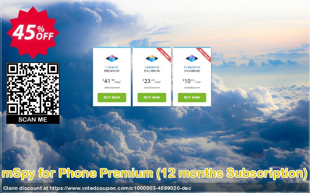 mSpy for Phone Premium, 12 months Subscription  Coupon, discount 40% OFF mSpy for Phone Premium (12 months Subscription), verified. Promotion: Fearsome offer code of mSpy for Phone Premium (12 months Subscription), tested & approved