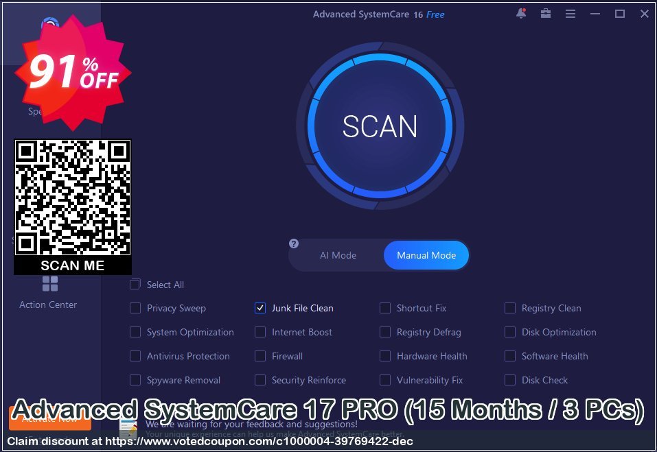 Advanced SystemCare 16 PRO, 15 Months / 3 PCs  Coupon Code Jun 2023, 91% OFF - VotedCoupon