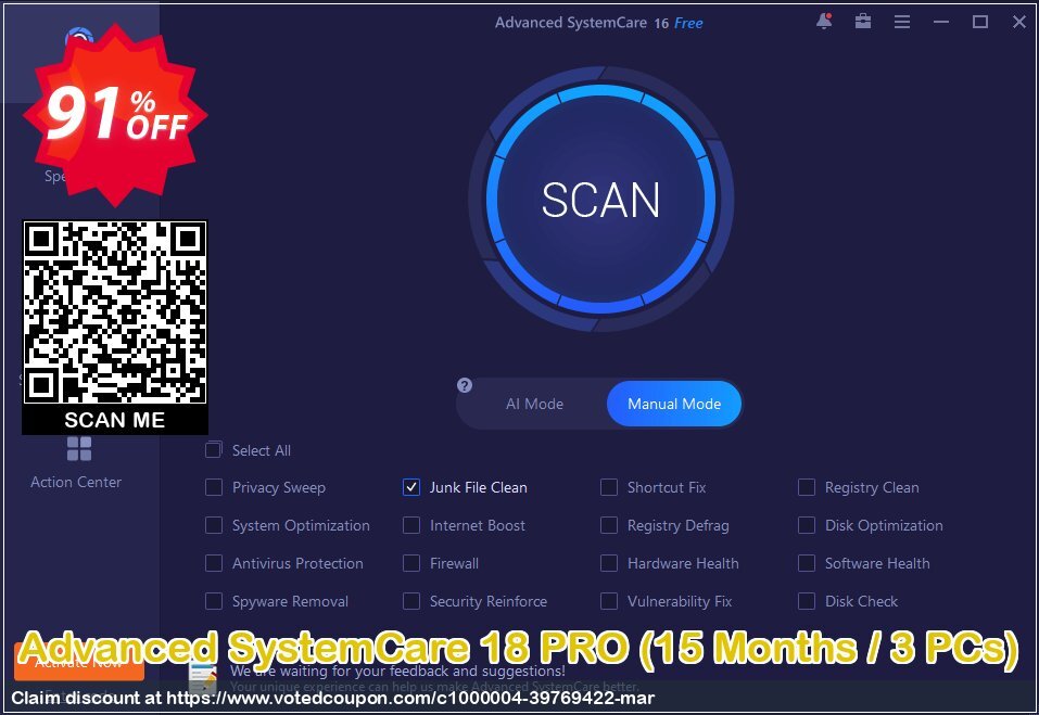 Advanced SystemCare 17 PRO, 15 Months / 3 PCs  Coupon Code Jun 2024, 91% OFF - VotedCoupon