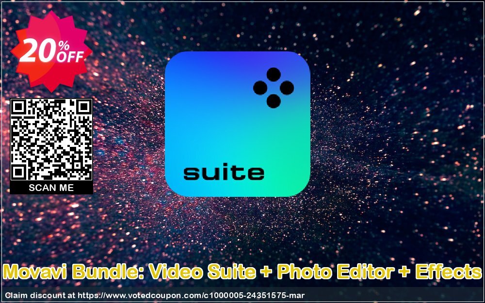 Movavi Bundle: Video Suite + Photo Editor + Effects Coupon, discount Bundle: Video Suite + Photo Editor + Effects Staggering offer code 2024. Promotion: Staggering offer code of Bundle: Video Suite + Photo Editor + Effects 2024