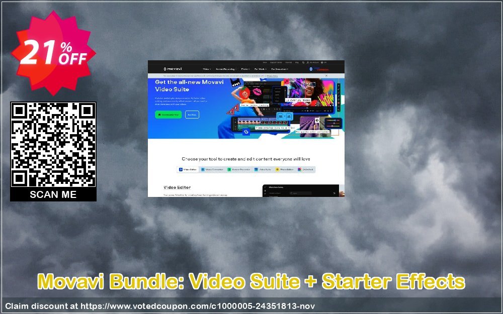 Movavi Bundle: Video Suite + Starter Effects Coupon, discount Bundle: Video Suite + Starter Effects Wondrous discount code 2024. Promotion: Wondrous discount code of Bundle: Video Suite + Starter Effects 2024