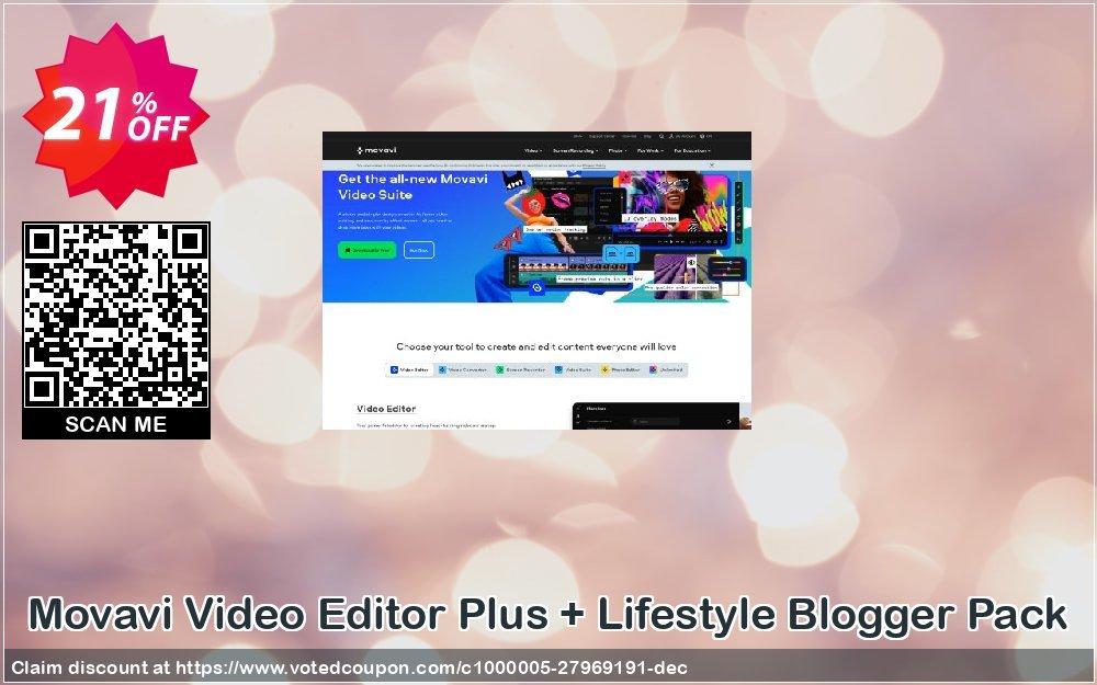 Movavi Video Editor Plus + Lifestyle Blogger Pack Coupon Code May 2024, 21% OFF - VotedCoupon