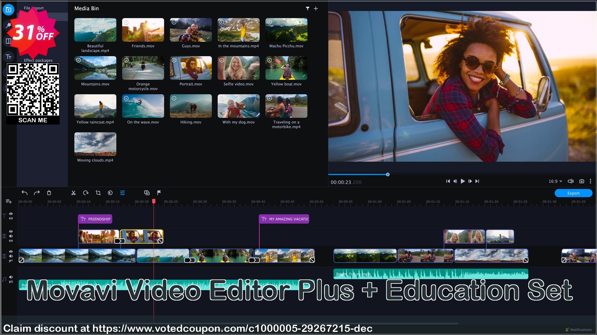 Movavi Video Editor Plus + Education Set Coupon, discount Video Editor Plus + Education Set Awful promo code 2024. Promotion: Awful promo code of Video Editor Plus + Education Set 2024