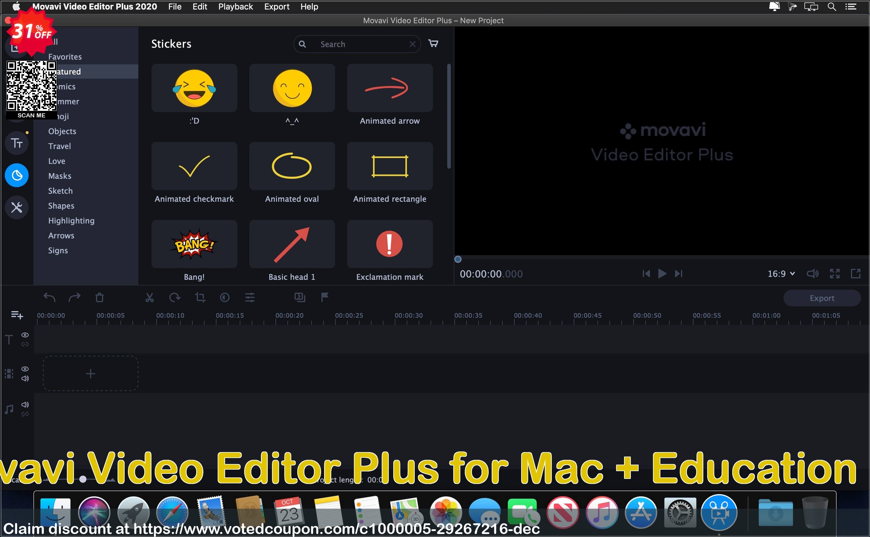 Movavi Video Editor Plus for MAC + Education Set Coupon Code May 2024, 31% OFF - VotedCoupon