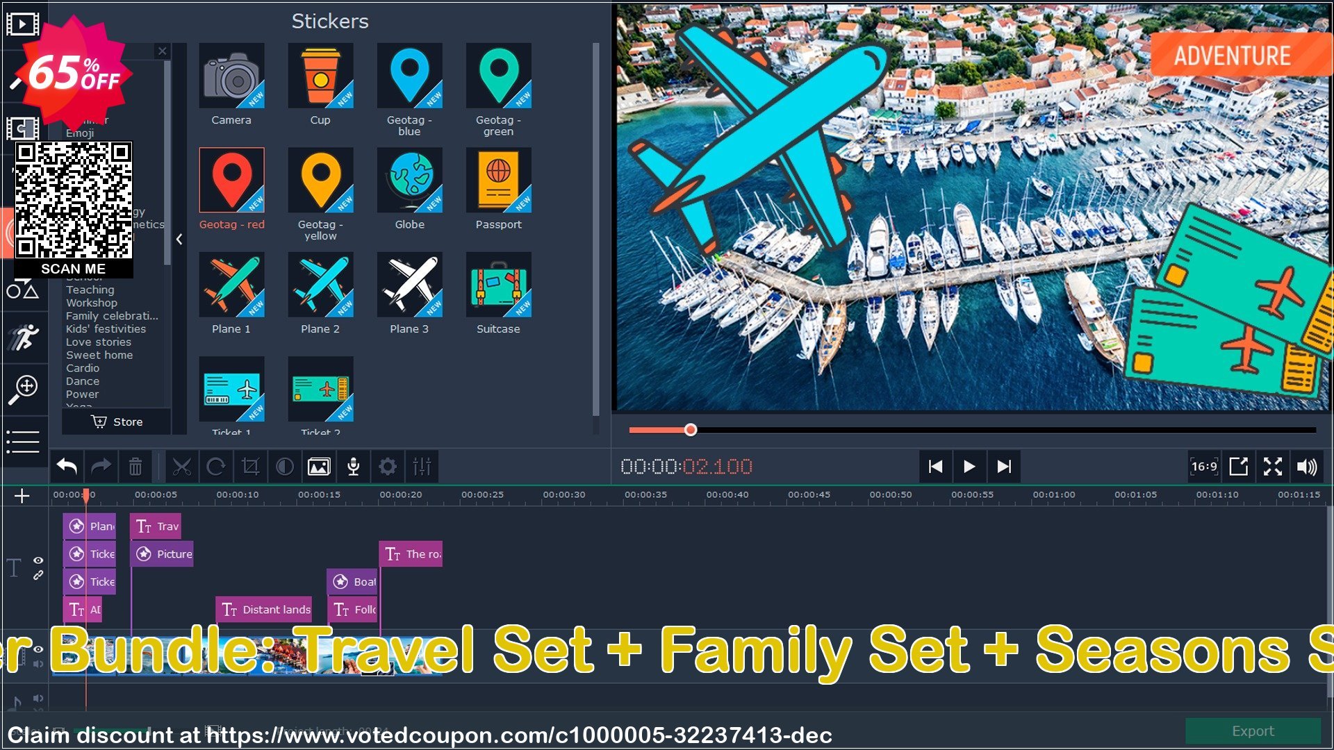 Movavi Starter Bundle: Travel Set + Family Set + Seasons Set, Business 