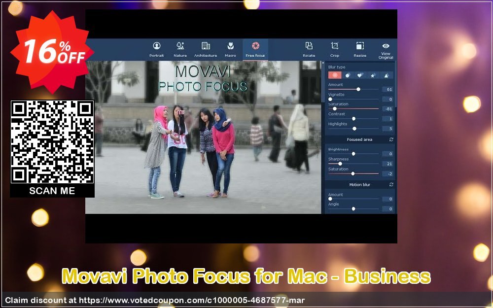 Movavi Photo Focus for MAC - Business Coupon, discount 15% Affiliate Discount. Promotion: hottest deals code of Movavi Photo Focus for Mac – Business 2024