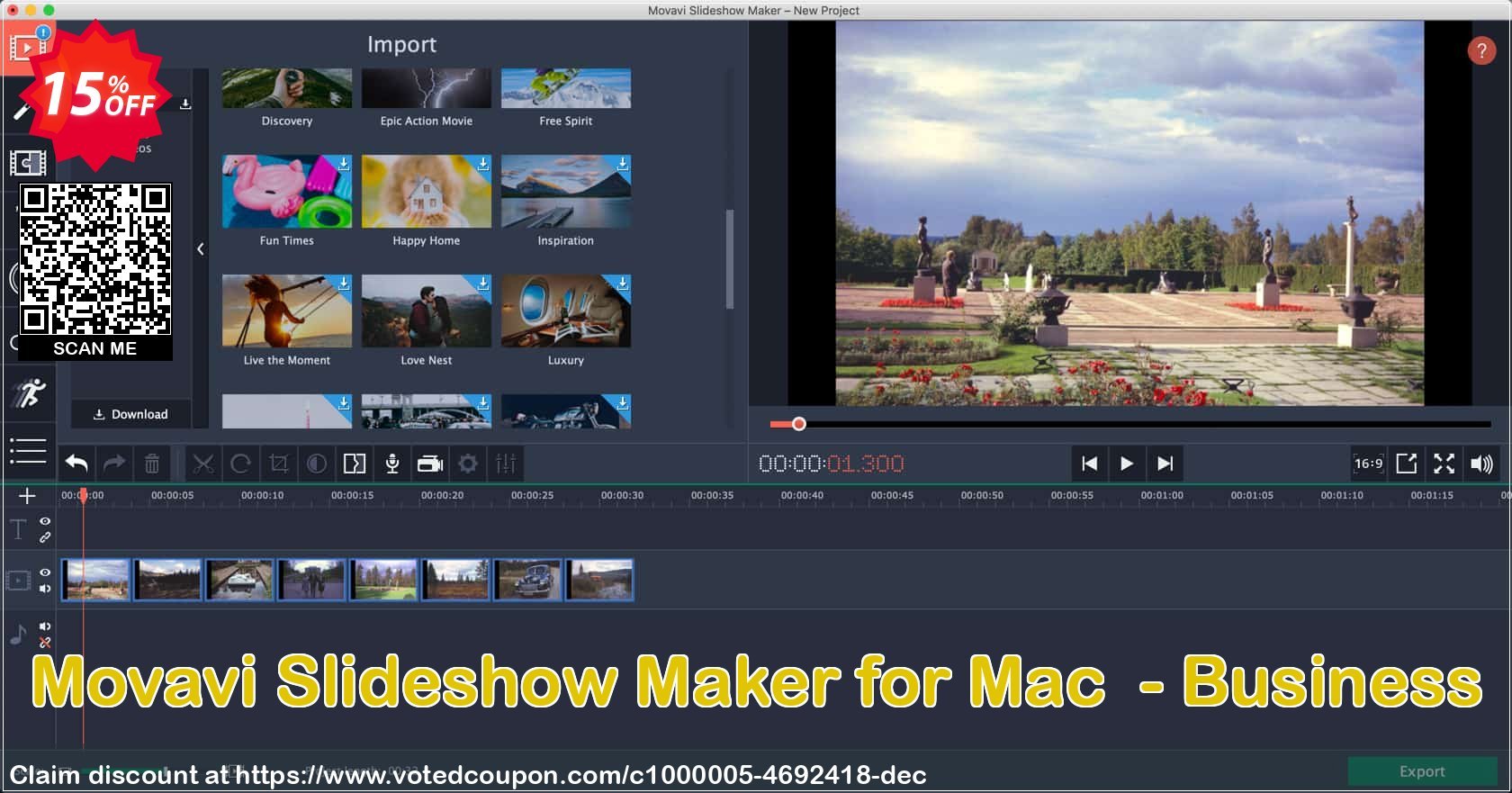 Movavi Slideshow Maker for MAC  - Business Coupon, discount 15% Affiliate Discount. Promotion: formidable discounts code of Movavi Slideshow Maker for Mac  – Business 2024