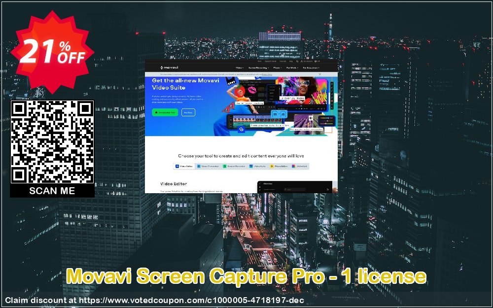 Movavi Screen Capture Pro - 1 Plan Coupon, discount 20% Affiliate Discount. Promotion: staggering discount code of Movavi Screen Capture Pro – 1 license 2024