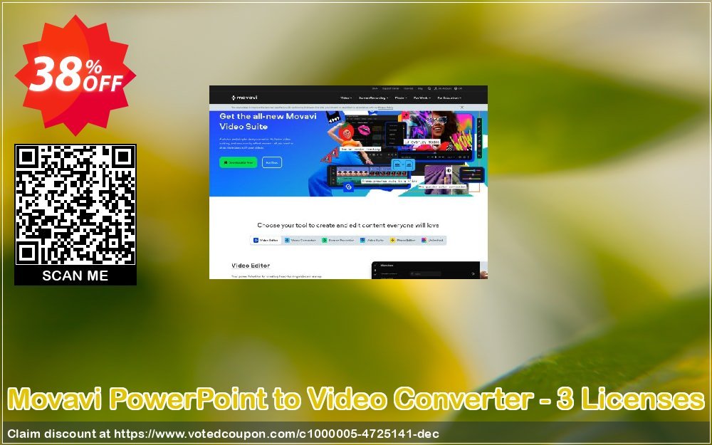 Movavi PowerPoint to Video Converter - 3 Plans Coupon, discount Movavi PowerPoint to Video Converter – 3 Licenses amazing discount code 2024. Promotion: amazing discount code of Movavi PowerPoint to Video Converter – 3 Licenses 2024