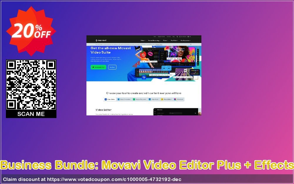 Business Bundle: Movavi Video Editor Plus + Effects Coupon Code May 2024, 20% OFF - VotedCoupon