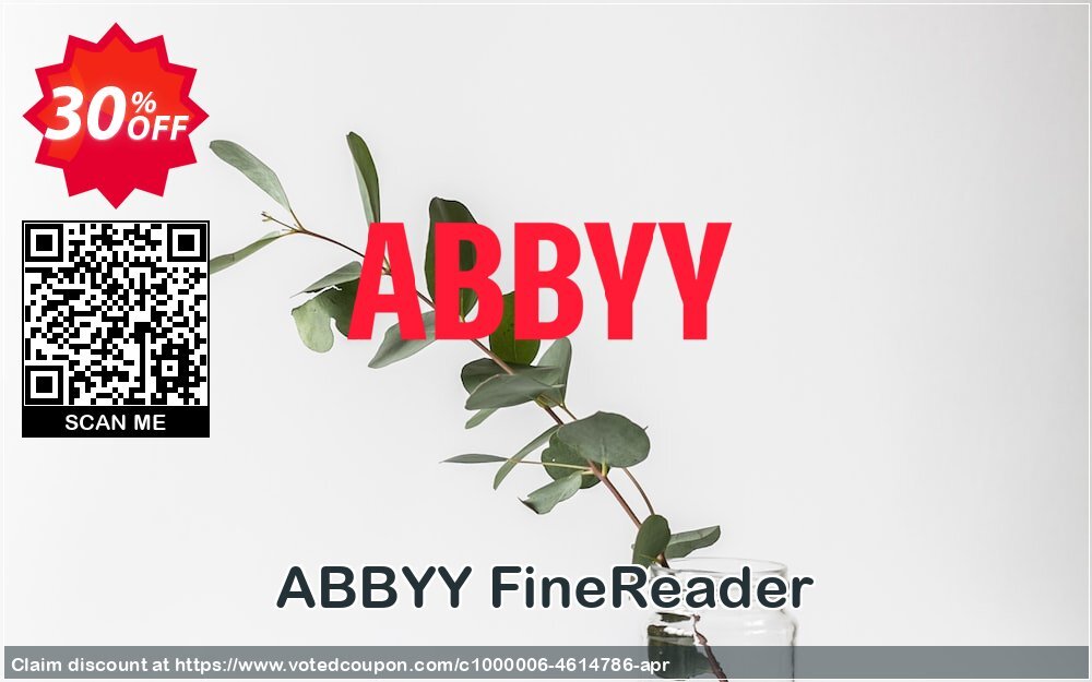 ABBYY FineReader Coupon, discount Product code: FRSW-FMBL-X_WW_ACQ_WIN. Promotion: Marvelous discounts code of ABBYY FineReader, tested & approved