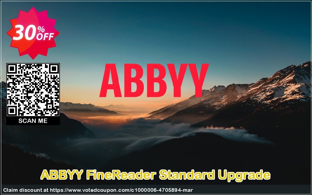 ABBYY FineReader Standard Upgrade Coupon, discount ABBYY FineReader 14 Standard Upgrade for Windows stirring promotions code 2023. Promotion: stirring promotions code of ABBYY FineReader 14 Standard Upgrade for Windows 2023