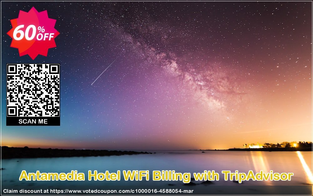 Antamedia Hotel WiFi Billing with TripAdvisor Coupon, discount Black Friday - Cyber Monday. Promotion: best promo code of Hotel WiFi Billing with TripAdvisor 2024