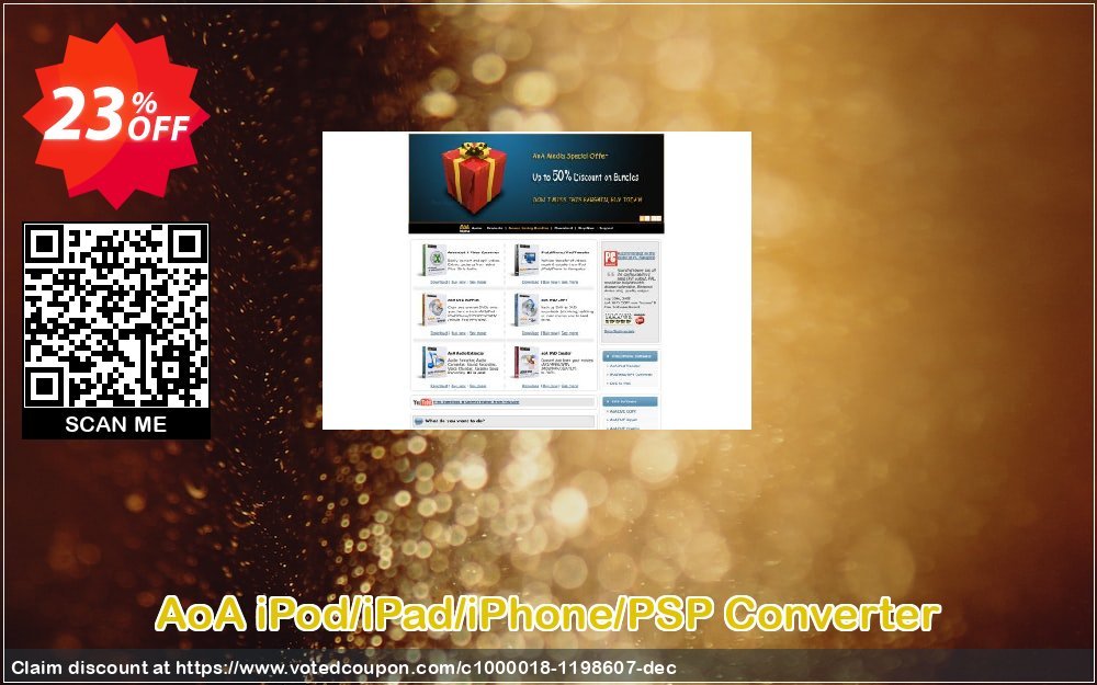 AoA iPod/iPad/iPhone/PSP Converter Coupon, discount MP4Converter 20% off. Promotion: marvelous promotions code of AoA iPod/iPad/iPhone/PSP Converter 2023