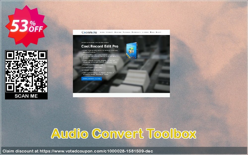 Audio Convert Toolbox Coupon, discount Audio Convert Toolbox dreaded deals code 2023. Promotion: dreaded deals code of Audio Convert Toolbox 2023