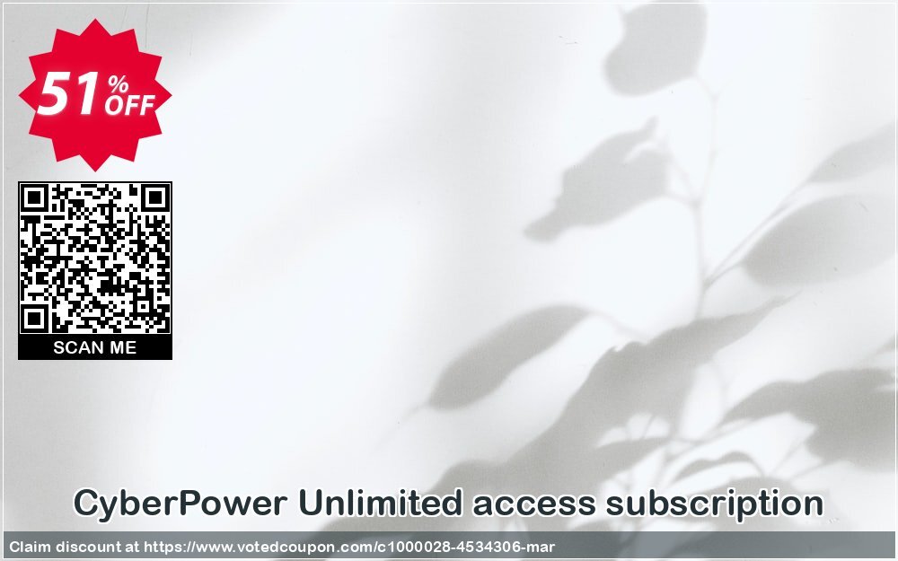 CyberPower Unlimited access subscription Coupon, discount CyberPower Unlimited access subscription special offer code 2024. Promotion: special offer code of CyberPower Unlimited access subscription 2024