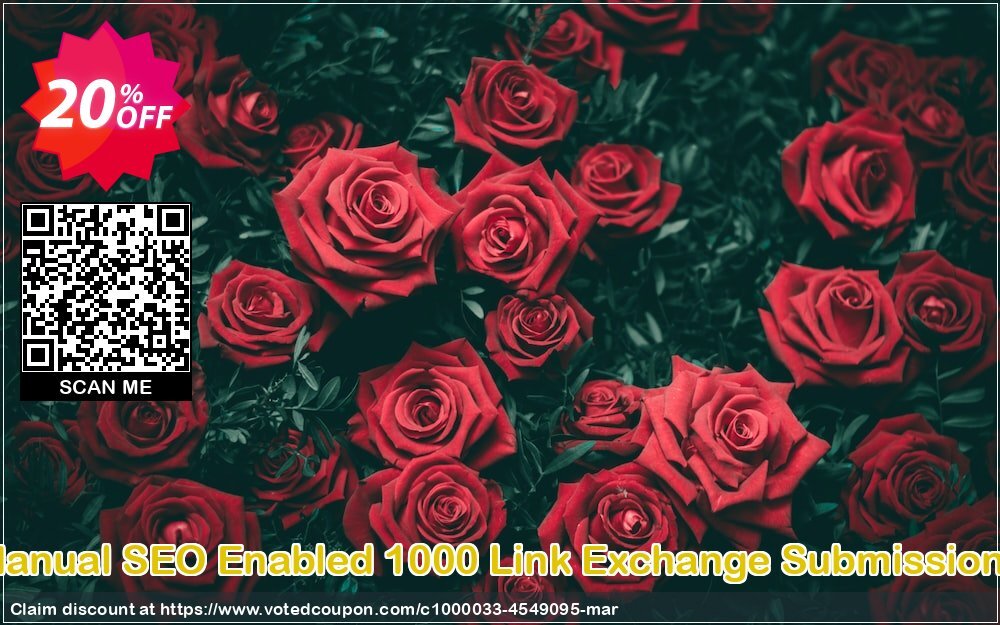 Manual SEO Enabled 1000 Link Exchange Submissions Coupon, discount Wide-site discount 2024 Manual SEO Enabled 1000 Link Exchange Submissions. Promotion: hottest promotions code of Manual SEO Enabled 1000 Link Exchange Submissions 2024