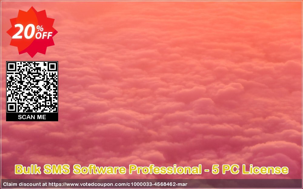 Bulk SMS Software Professional - 5 PC Plan Coupon, discount Wide-site discount 2024 Bulk SMS Software Professional - 5 PC License. Promotion: special promo code of Bulk SMS Software Professional - 5 PC License 2024