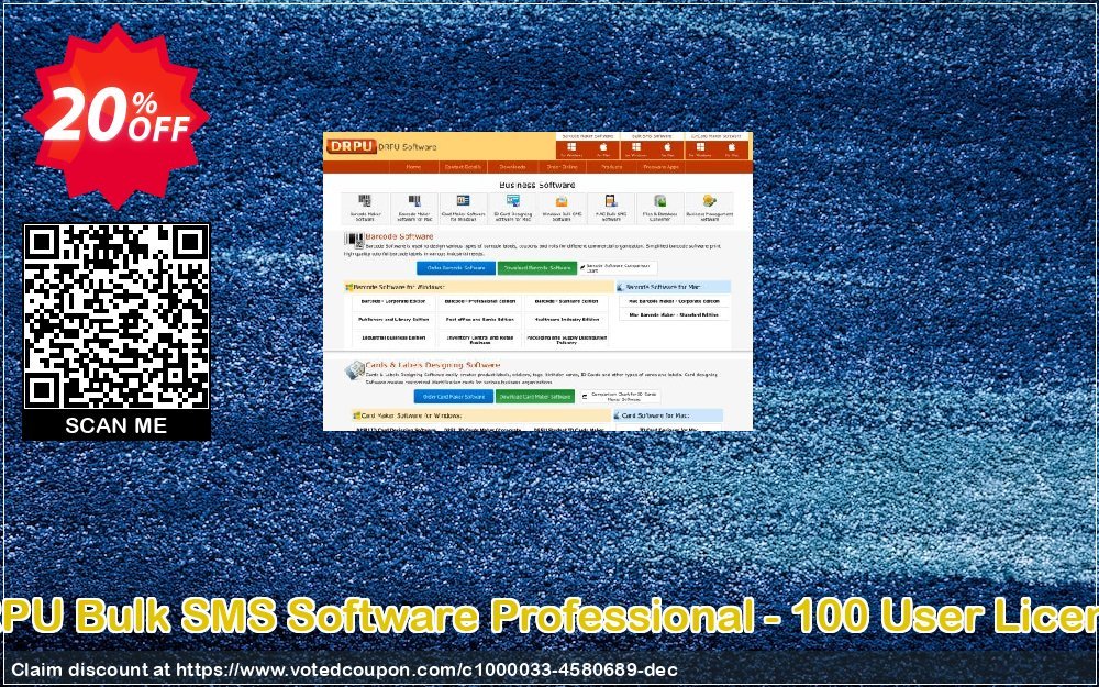 DRPU Bulk SMS Software Professional - 100 User Plan voted-on promotion codes