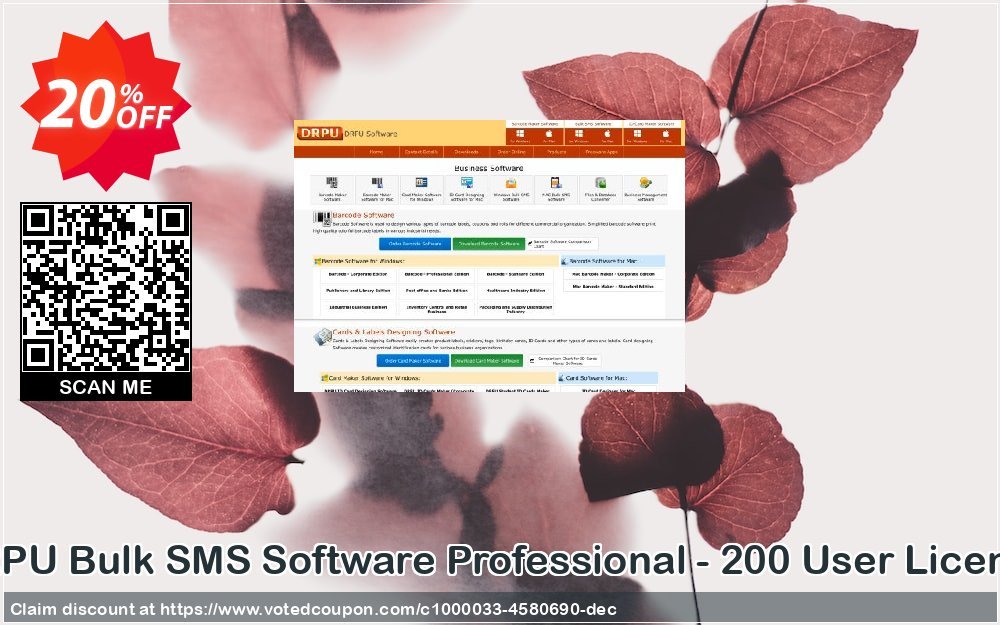DRPU Bulk SMS Software Professional - 200 User Plan Coupon Code May 2024, 20% OFF - VotedCoupon