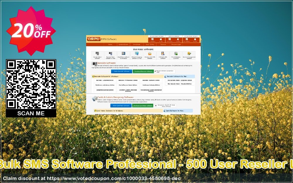 DRPU Bulk SMS Software Professional - 500 User Reseller Plan Coupon, discount Wide-site discount 2024 DRPU Bulk SMS Software Professional - 500 User Reseller License. Promotion: special promo code of DRPU Bulk SMS Software Professional - 500 User Reseller License 2024