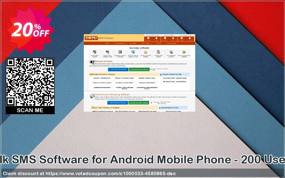DRPU Bulk SMS Software for Android Mobile Phone - 200 User Plan Coupon Code May 2024, 20% OFF - VotedCoupon