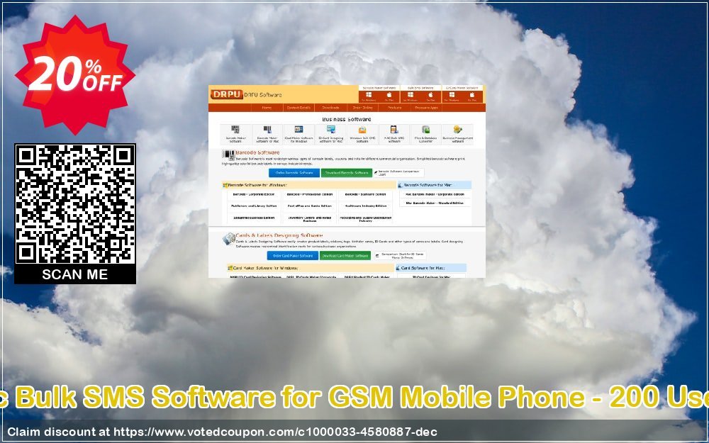 DRPU MAC Bulk SMS Software for GSM Mobile Phone - 200 User Plan Coupon Code Apr 2024, 20% OFF - VotedCoupon