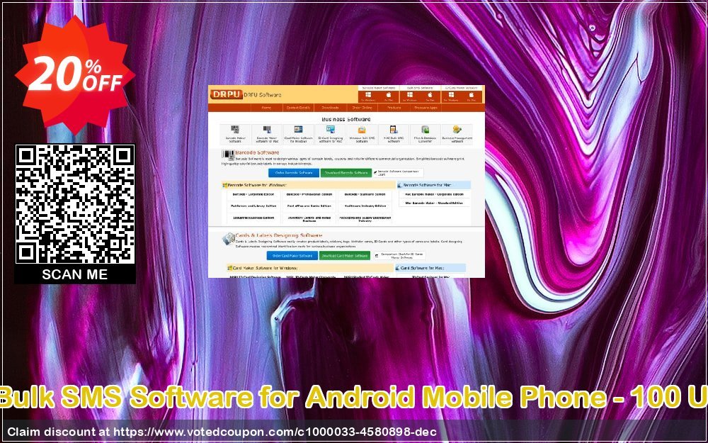 DRPU MAC Bulk SMS Software for Android Mobile Phone - 100 User Plan Coupon Code May 2024, 20% OFF - VotedCoupon