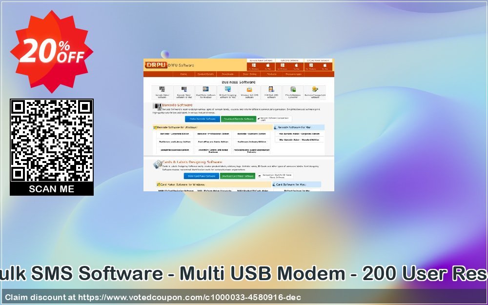 DRPU MAC Bulk SMS Software - Multi USB Modem - 200 User Reseller Plan Coupon Code May 2024, 20% OFF - VotedCoupon