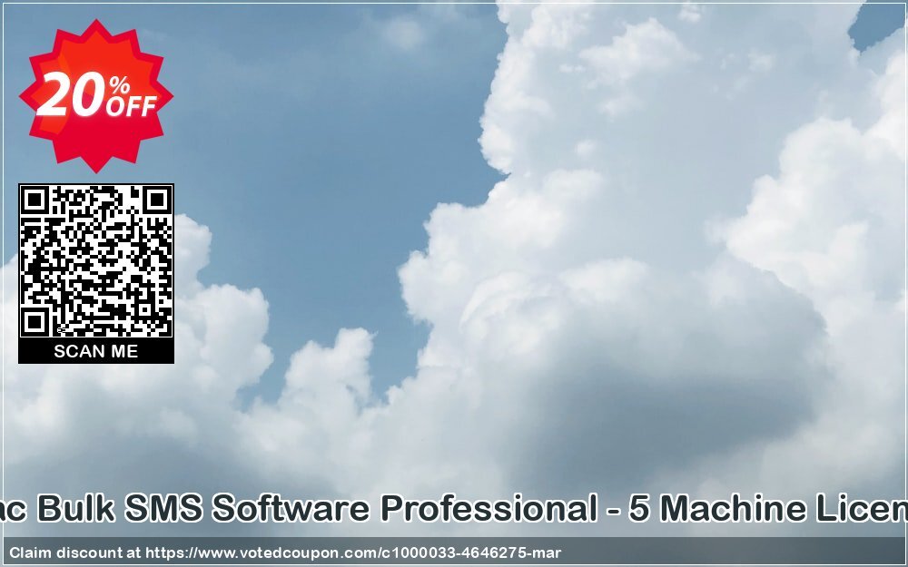 MAC Bulk SMS Software Professional - 5 MAChine Plan Coupon, discount Wide-site discount 2024 Mac Bulk SMS Software Professional - 5 Machine License. Promotion: amazing discounts code of Mac Bulk SMS Software Professional - 5 Machine License 2024