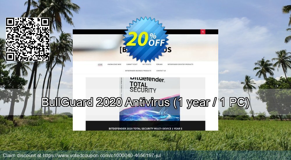 Get 20% OFF BullGuard 2018 Antivirus - 1 year / 1 PC promo