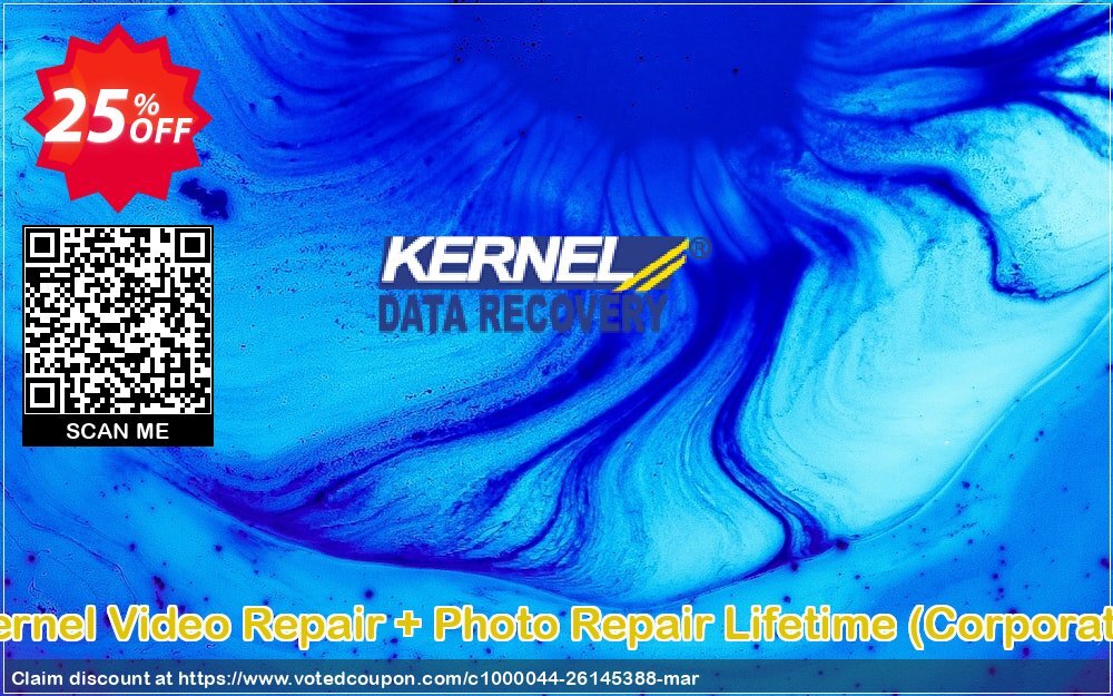 Kernel Video Repair + Photo Repair Lifetime, Corporate  Coupon, discount Kernel Video Repair - Corporate Lifetime License Excellent discounts code 2024. Promotion: Excellent discounts code of Kernel Video Repair - Corporate Lifetime License 2024