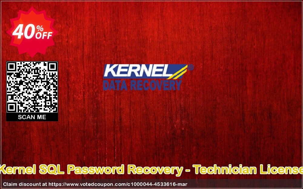 Kernel SQL Password Recovery - Technician Plan Coupon, discount Kernel SQL Password Recovery - Technician License special discounts code 2024. Promotion: special discounts code of Kernel SQL Password Recovery - Technician License 2024