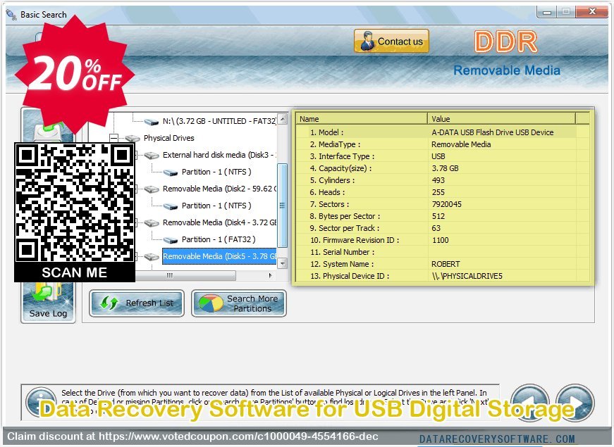 Data Recovery Software for USB Digital Storage Coupon, discount Data Recovery Software Discount Coupon - 20% Off on Product Price!. Promotion: formidable offer code of Removable media data recovery software 2024