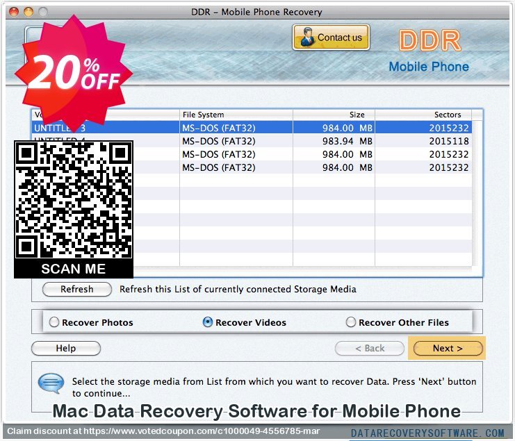 MAC Data Recovery Software for Mobile Phone Coupon, discount Data Recovery Software Discount Coupon - 20% Off on Product Price!. Promotion: imposing discount code of Mac Mobile Phone Recovery Software 2024