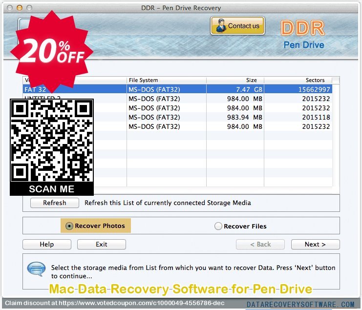 MAC Data Recovery Software for Pen Drive Coupon, discount Data Recovery Software Discount Coupon - 20% Off on Product Price!. Promotion: stirring promo code of Mac USB Drive Recovery Software 2024